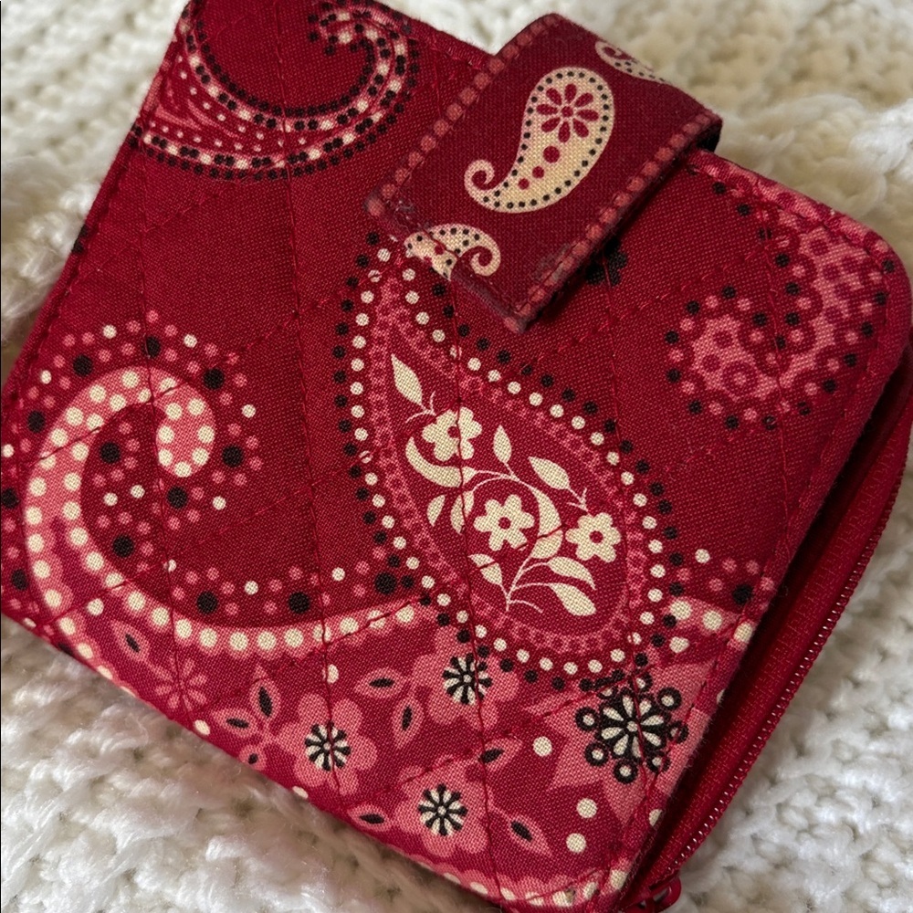 Vera Bradley Red Paisley Quilted Zip Wallet Cowgirl Western
